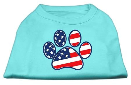 Patriotic Paw Screen Print Shirts Aqua XXL (18)