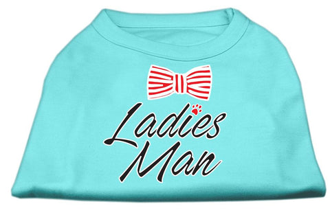 Ladies Man Screen Print Dog Shirt Aqua XS (8)