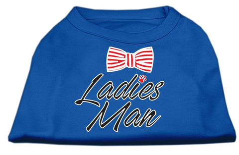 Ladies Man Screen Print Dog Shirt Blue XS (8)