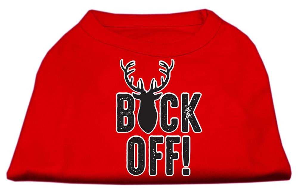 Buck Off Screen Print Dog Shirt Red Lg (14)