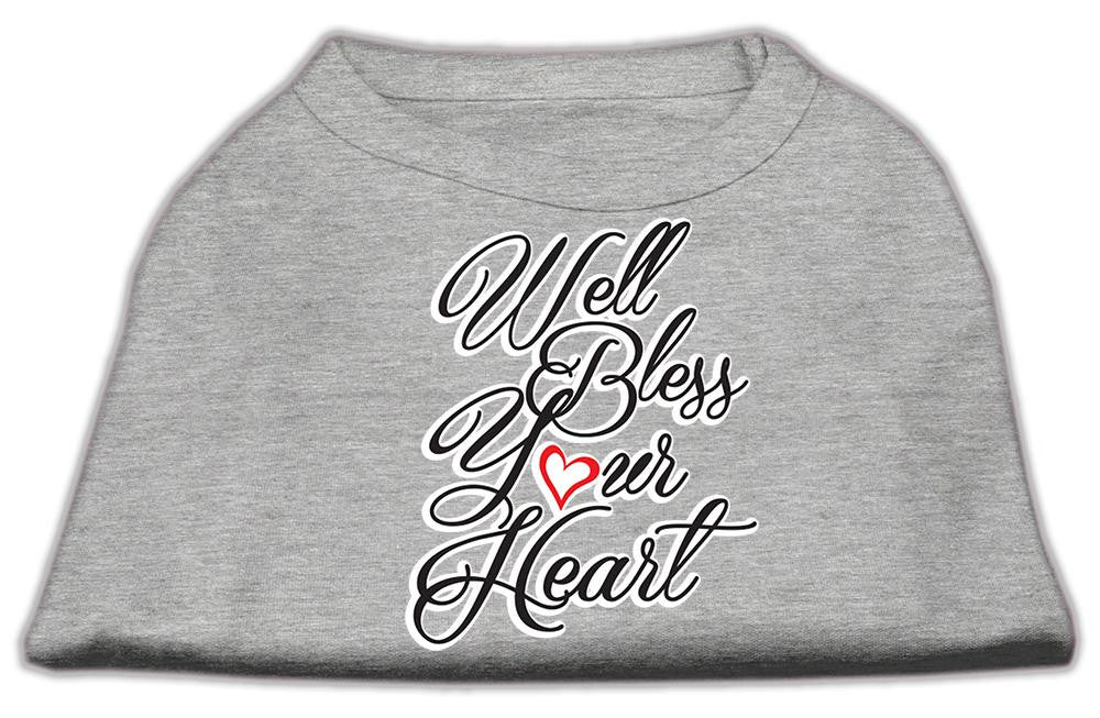 Well Bless Your Heart Screen Print Dog Shirt Grey Lg (14)