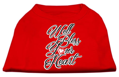 Well Bless Your Heart Screen Print Dog Shirt Red Lg (14)