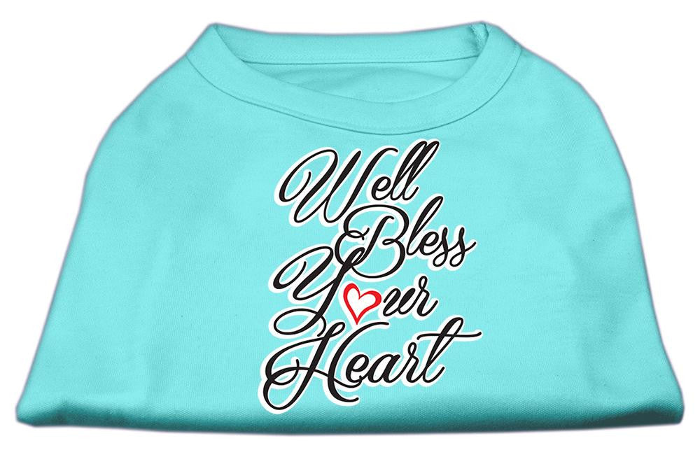 Well Bless Your Heart Screen Print Dog Shirt Aqua Med (12)