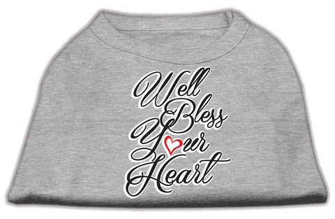 Well Bless Your Heart Screen Print Dog Shirt Grey Med (12)