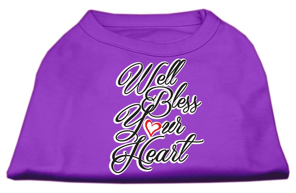 Well Bless Your Heart Screen Print Dog Shirt Purple Med (12)