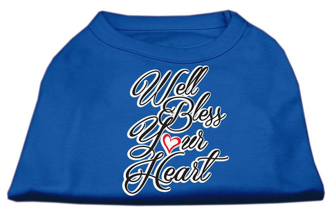 Well Bless Your Heart Screen Print Dog Shirt Blue Sm (10)