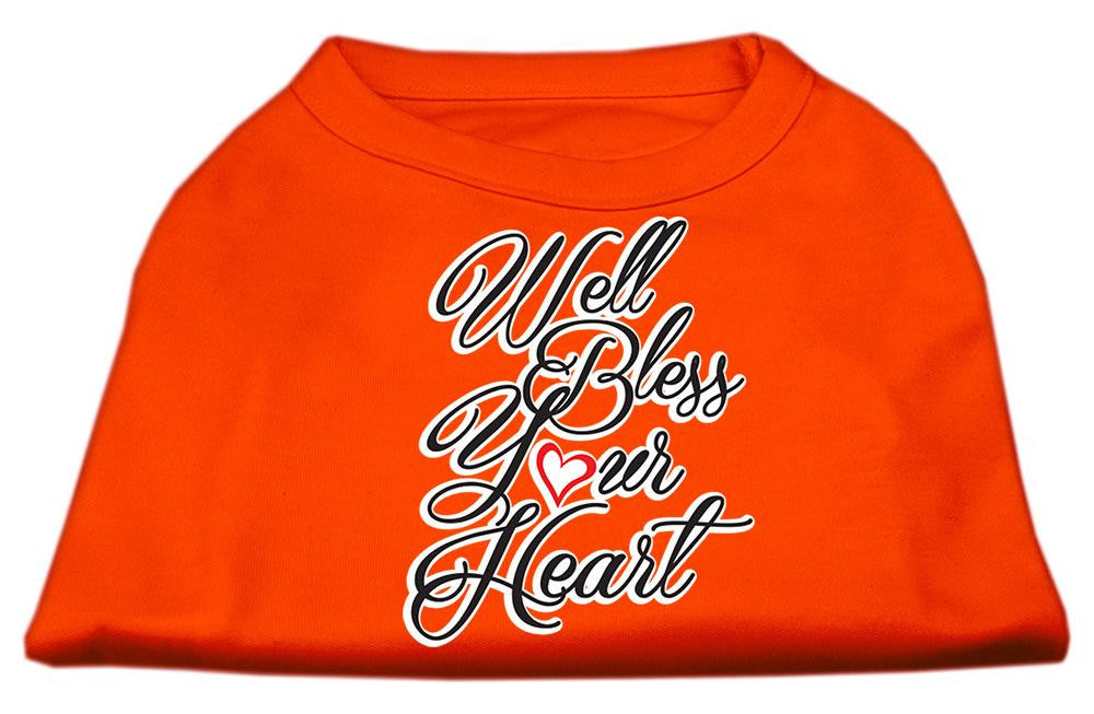 Well Bless Your Heart Screen Print Dog Shirt Orange Sm (10)