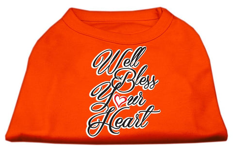 Well Bless Your Heart Screen Print Dog Shirt Orange Sm (10)