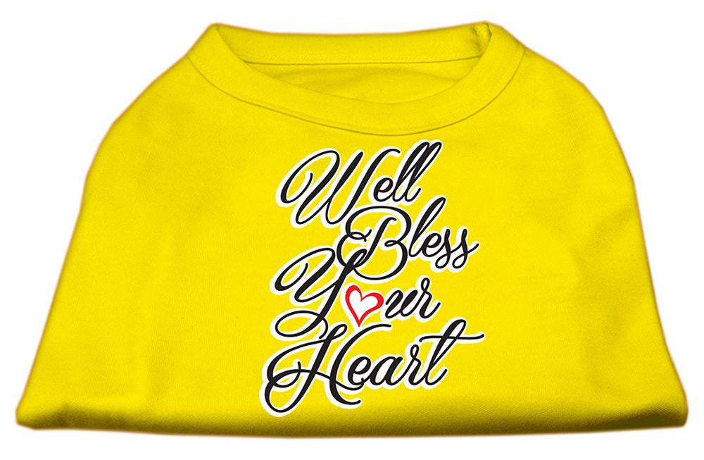 Well Bless Your Heart Screen Print Dog Shirt Yellow XL (16)