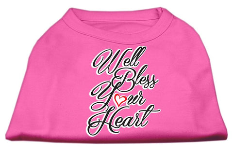 Well Bless Your Heart Screen Print Dog Shirt Bright Pink XS (8)