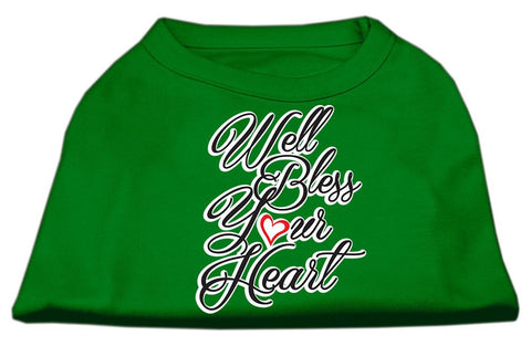 Well Bless Your Heart Screen Print Dog Shirt Green XS (8)