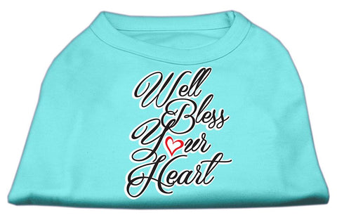 Well Bless Your Heart Screen Print Dog Shirt Aqua XXL (18)