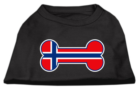 Bone Shaped Norway Flag Screen Print Shirts Black L (14)