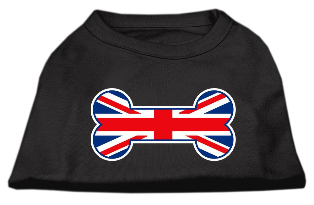 Bone Shaped United Kingdom (Union Jack) Flag Screen Print Shirts Black XS (8)