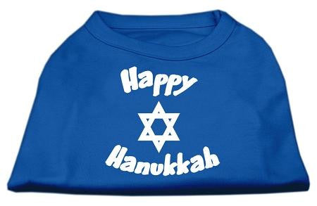 Happy Hanukkah Screen Print Shirt Blue Sm (10)