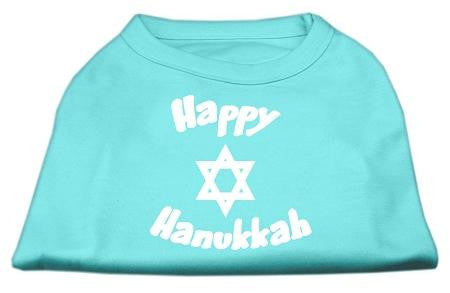 Happy Hanukkah Screen Print Shirt Aqua XS (8)