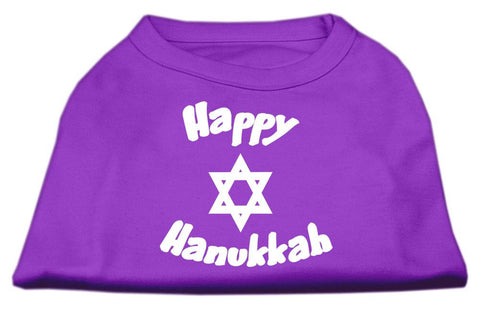 Happy Hanukkah Screen Print Shirt Purple XXL (18)