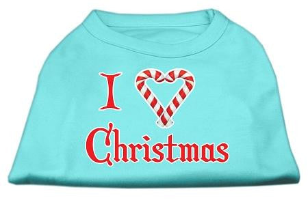 I Heart Christmas Screen Print Shirt  Aqua XXL (18)