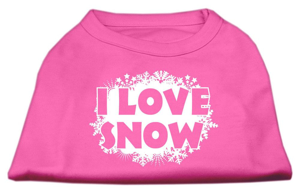 I Love Snow Screenprint Shirts Bright Pink XS (8)