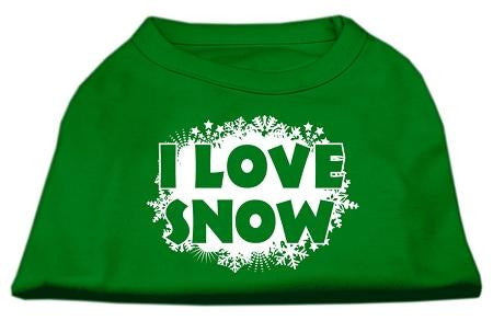 I Love Snow Screenprint Shirts Emerald Green XS (8)