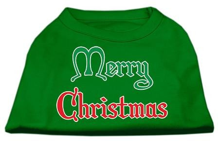 Merry Christmas Screen Print Shirt Emerald Green XS (8)