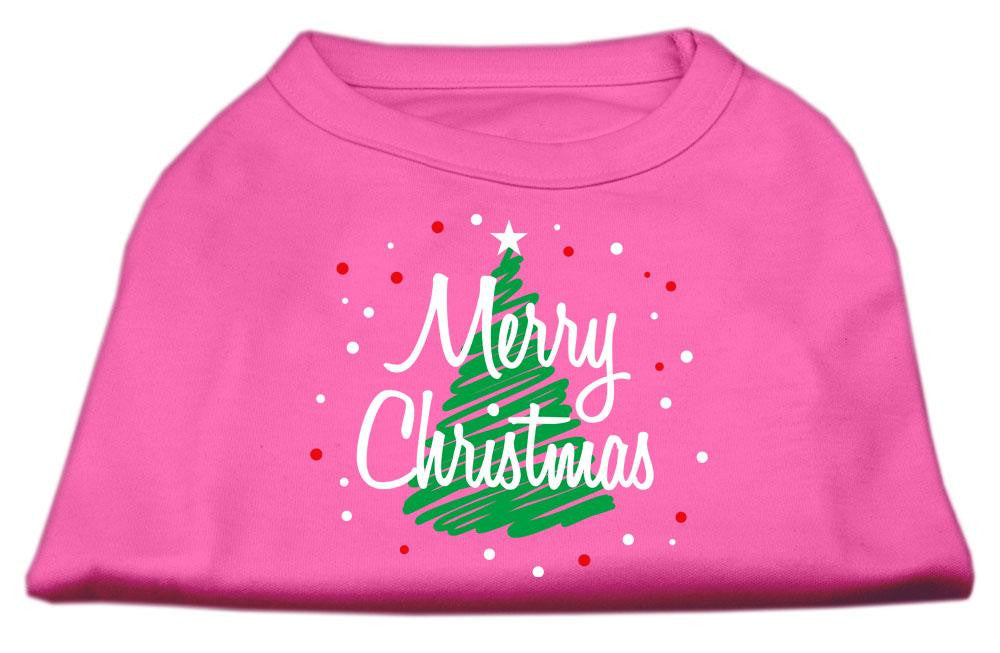 Scribbled Merry Christmas Screenprint Shirts  Bright Pink XL (16)