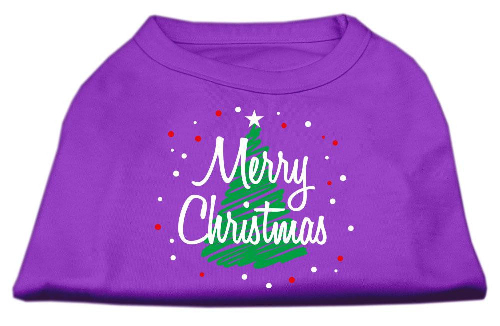 Scribbled Merry Christmas Screenprint Shirts  Purple XXL (18)