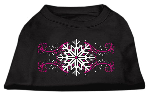 Pink Snowflake Swirls Screenprint Shirts Black XL (16)