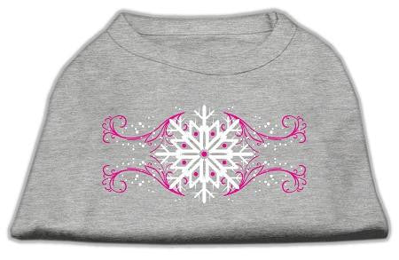 Pink Snowflake Swirls Screenprint Shirts Grey XS (8)