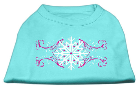 Pink Snowflake Swirls Screenprint Shirts Aqua XXL (18)