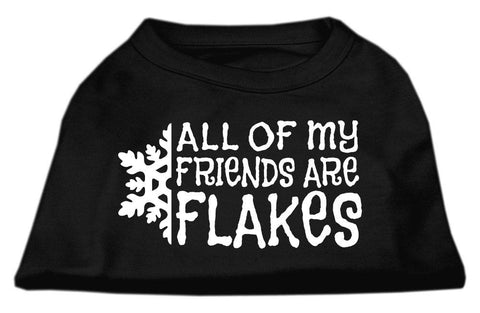 All my friends are Flakes Screen Print Shirt Black L (14)