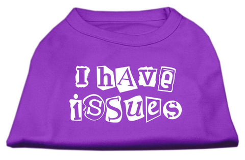 I Have Issues Screen Printed Dog Shirt  Purple Med (12)