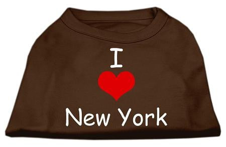 I Love New York Screen Print Shirts Brown XS (8)