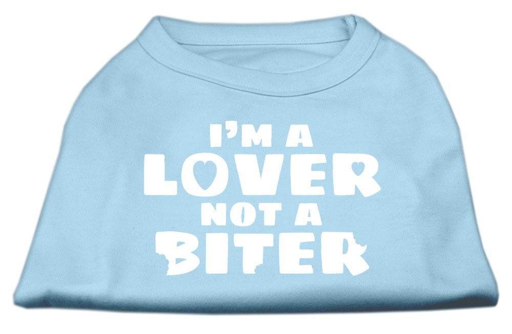 I'm a Lover not a Biter Screen Printed Dog Shirt   Baby Blue Lg (14)