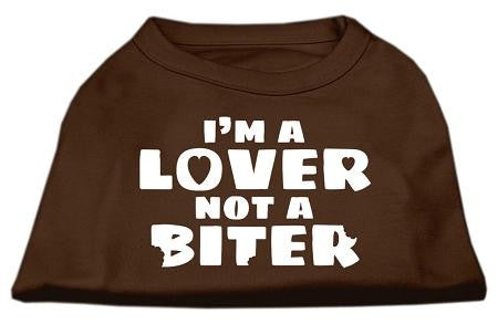 I'm a Lover not a Biter Screen Printed Dog Shirt Brown Lg (14)