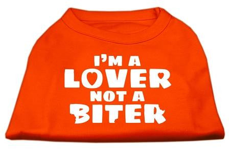 I'm a Lover not a Biter Screen Printed Dog Shirt Orange Lg (14)