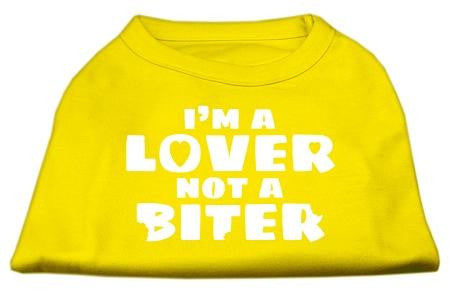 I'm a Lover not a Biter Screen Printed Dog Shirt Yellow Lg (14)