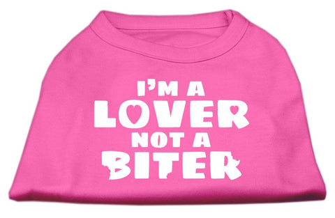 I'm a Lover not a Biter Screen Printed Dog Shirt   Bright Pink XL (16)