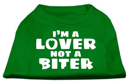 I'm a Lover not a Biter Screen Printed Dog Shirt Emerald Green XS (8)