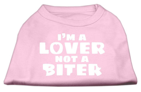 I'm a Lover not a Biter Screen Printed Dog Shirt   Light Pink XS (8)