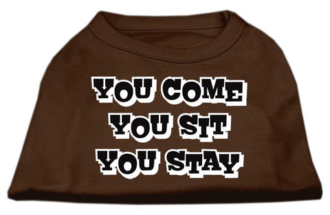 You Come, You Sit, You Stay Screen Print Shirts Brown Lg (14)