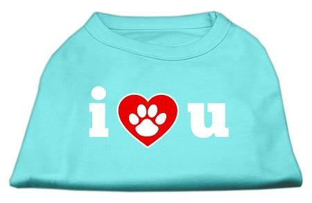 I Love U Screen Print Shirt Aqua XS (8)