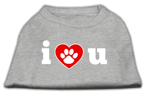 I Love U Screen Print Shirt Grey XS (8)