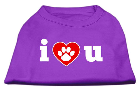 I Love U Screen Print Shirt Purple XS (8)