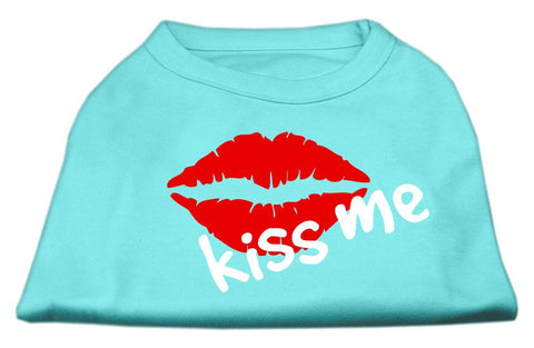 Kiss Me Screen Print Shirt Aqua XL (16)