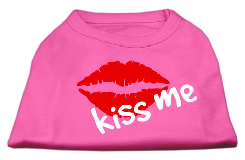 Kiss Me Screen Print Shirt Bright Pink XS (8)