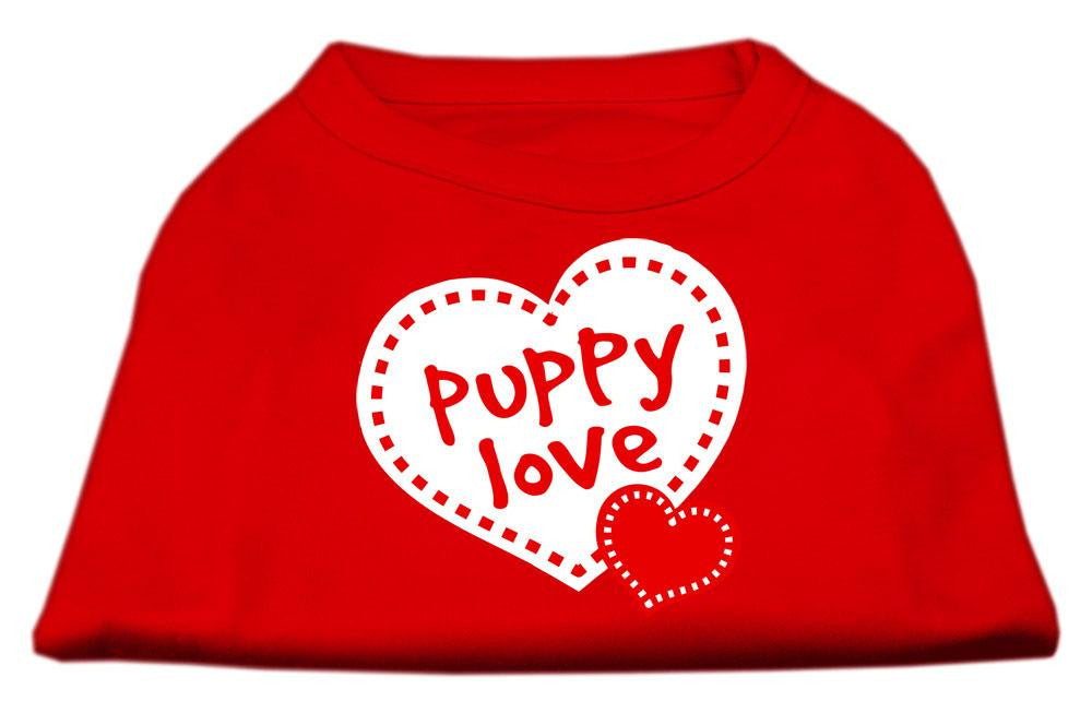 Puppy Love Screen Print Shirt Red  XS (8)