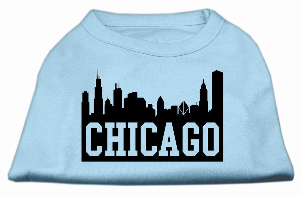 Chicago Skyline Screen Print Shirt Baby Blue Lg (14)