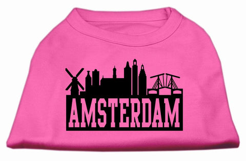 Amsterdam Skyline Screen Print Shirt Bright Pink XXL (18)