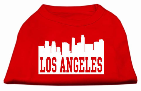 Los Angeles Skyline Screen Print Shirt Red Sm (10)